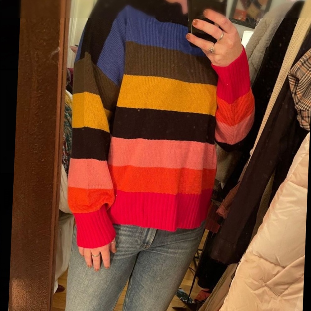 Rainbow Striped Crewneck Sweater